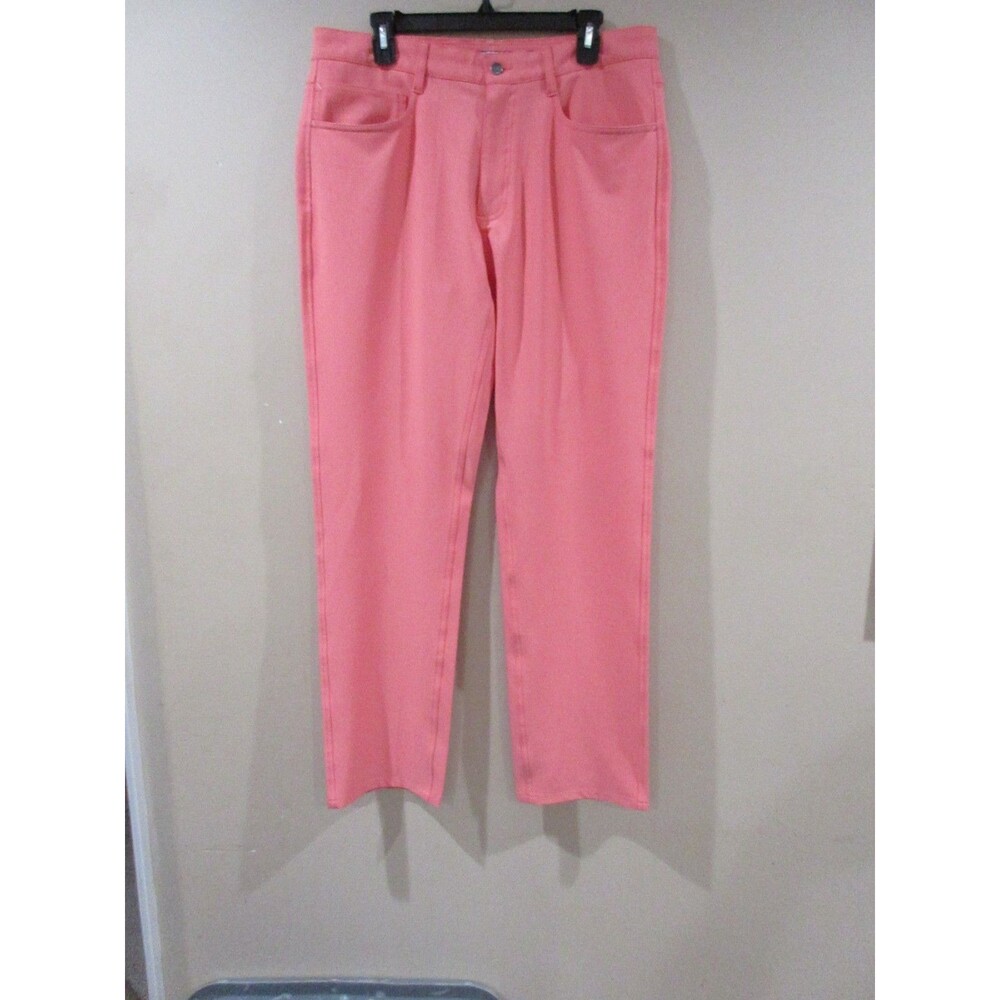 Footjoy Golf Pants Men W34L32 Coral Pink Flat Front Athletic Fit